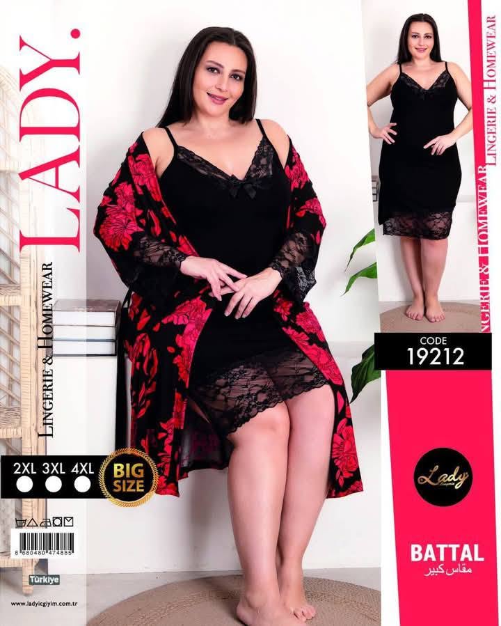 Ensemble Nuisette & Robe de Chambre Dentelle – Lady Lingerie | Code 19212 – Grande Taille