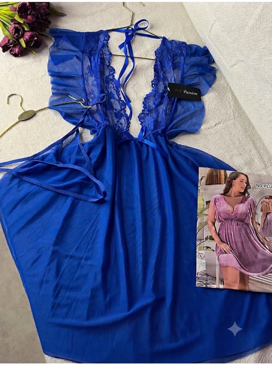 Nuisette Dentelle Grande Taille - Robe de Nuit Fluide Plus Size – Image 4