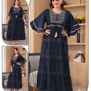 Robe Longue Brodée - Manches Cloche