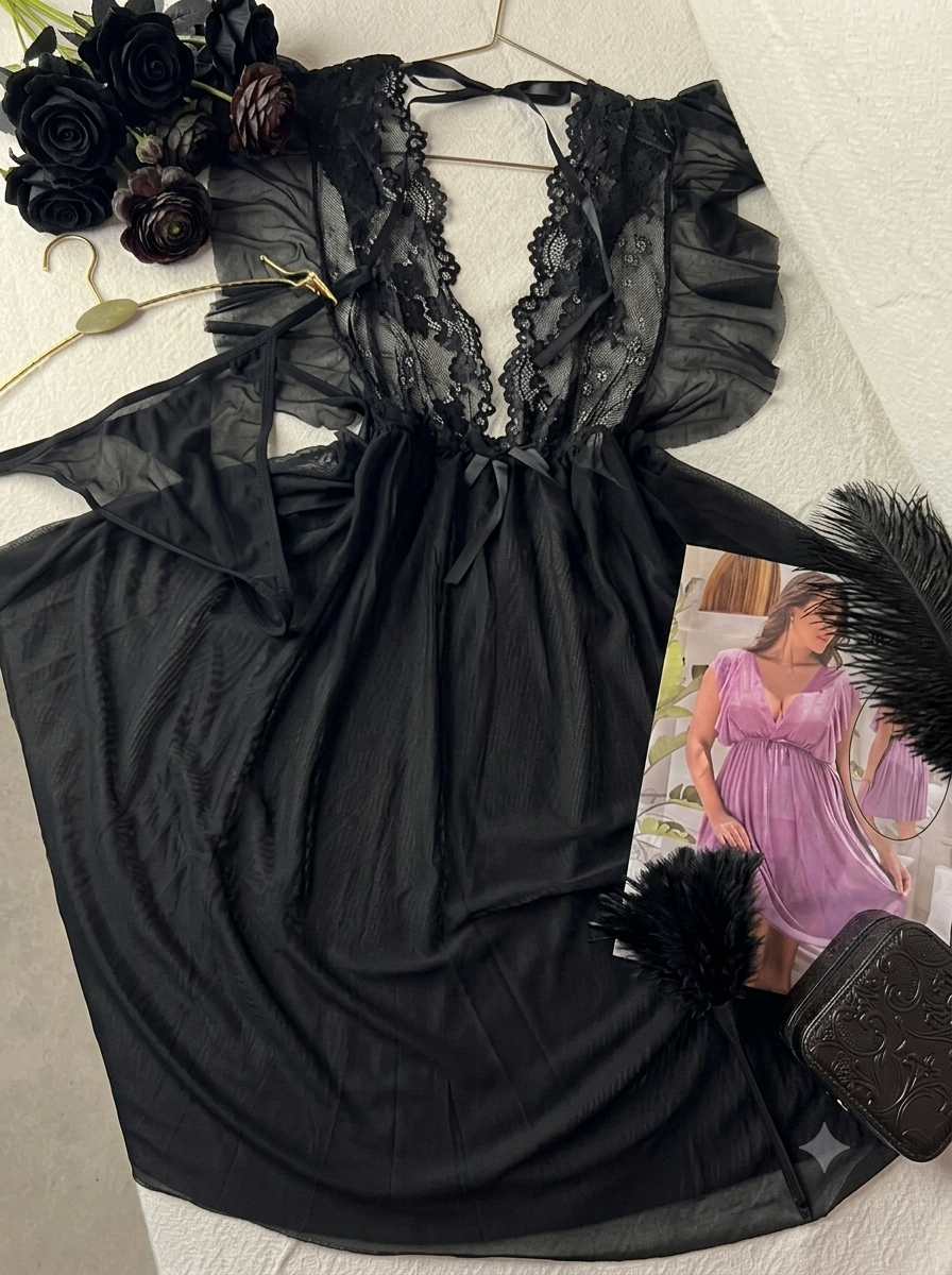 Nuisette Dentelle Grande Taille - Robe de Nuit Fluide Plus Size – Image 3