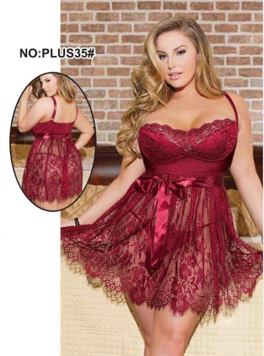 Nuisette Dentelle Grande Taille - Babydoll Lingerie Femme Plus Size – Image 5