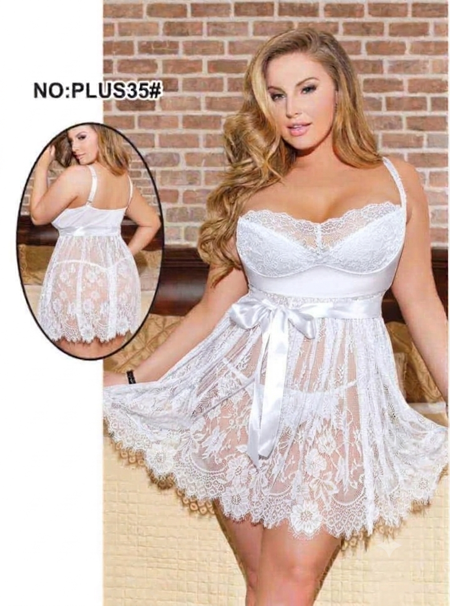 Nuisette Dentelle Grande Taille - Babydoll Lingerie Femme Plus Size – Image 4