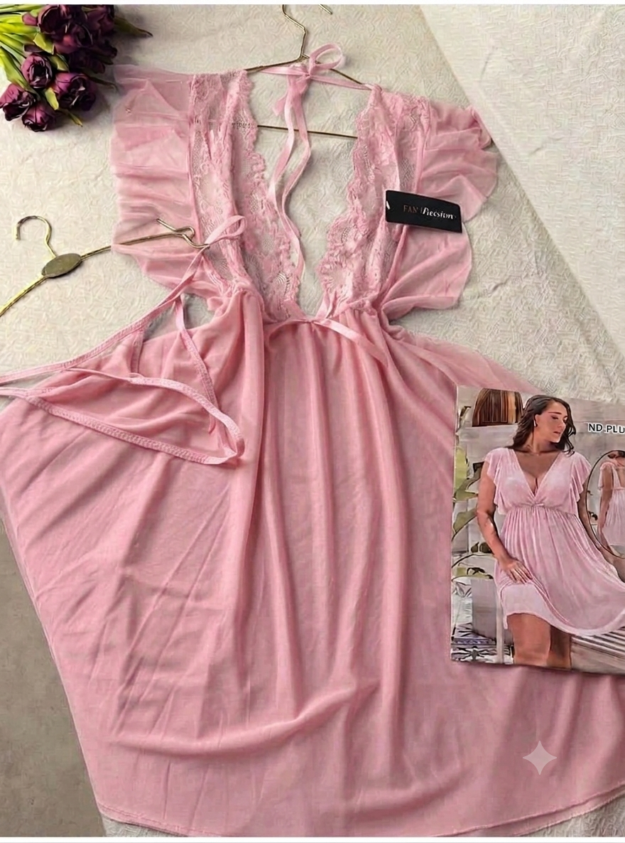 Nuisette Dentelle Grande Taille - Robe de Nuit Fluide Plus Size – Image 2