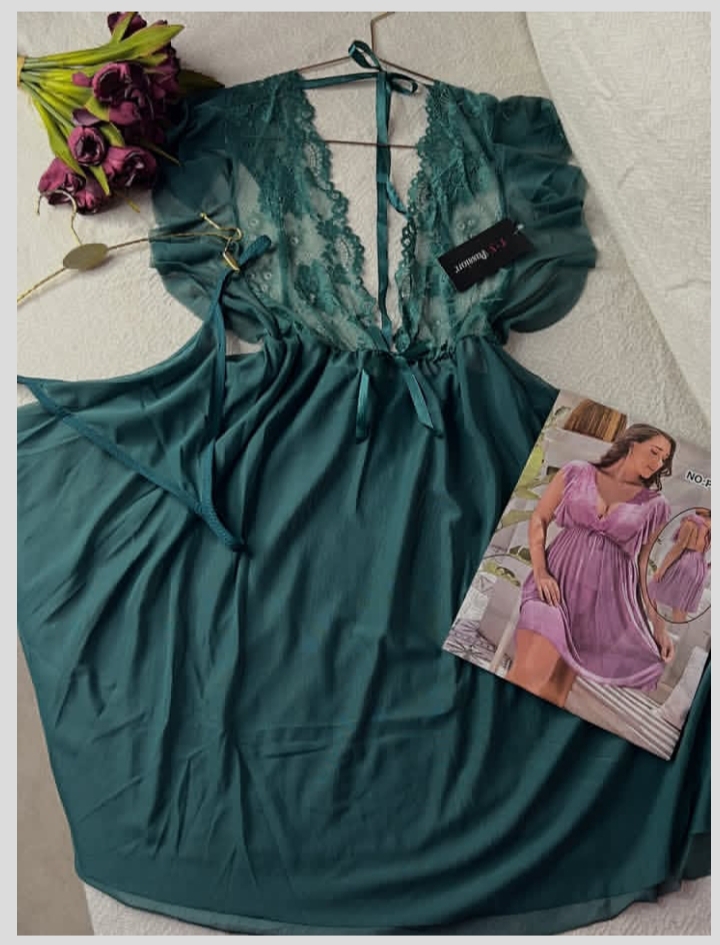 Nuisette Dentelle Grande Taille - Robe de Nuit Fluide Plus Size – Image 6