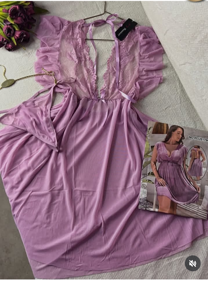 Nuisette Dentelle Grande Taille - Robe de Nuit Fluide Plus Size – Image 7