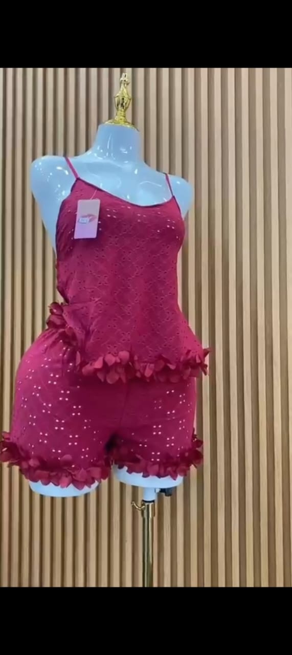 Ensemble Pyjama Broderie Anglaise - Débardeur et Short – Image 4