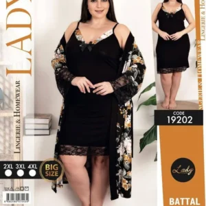 Ensemble Nuisette & Robe de Chambre Dentelle – Grande Taille